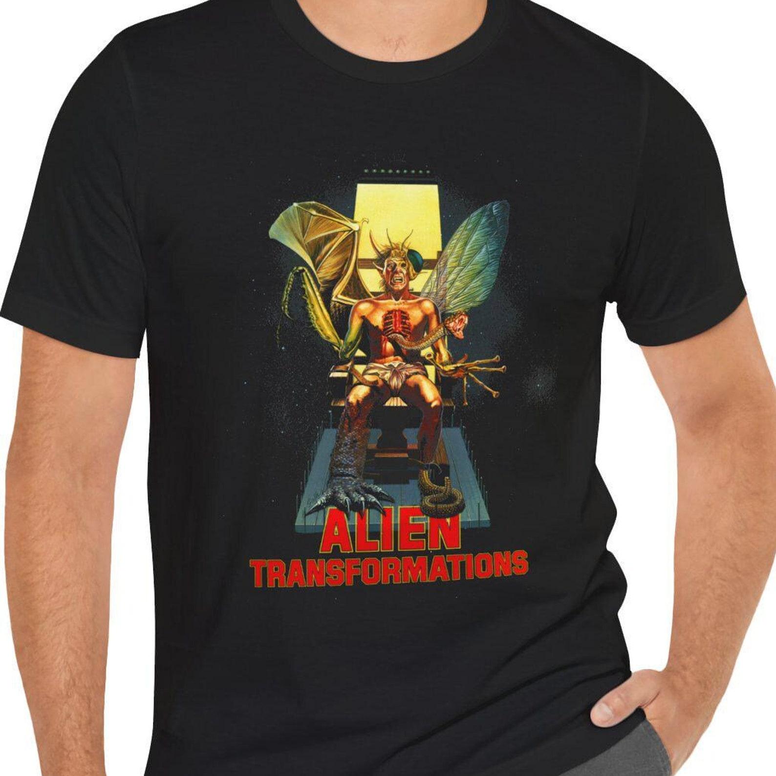 Alien Transformations T-Shirt Black Short Sleeve Movie Tee M