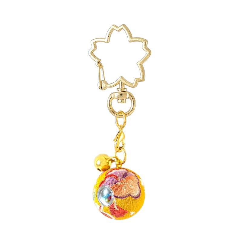 

[Zoon] flower crepe kaleidoscope Japanese pattern Crepe with bell key ring made in Japan souvenir (Yamabuki)
