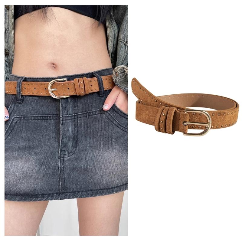 Durability Casual Belt Women's Leather Waistband Vintage Western Waist Belts for Jeans and Dresses