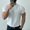 Summer Men Top Sweat Absorption Quick-drying Short Sleeves O Neck Slim Fit Solid Color Thin Breathable Elastic Casual Pullover D