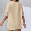 European Summer 2026 Women's Mid-Length Plain Loose T-Shirt with Five-Point Sleeves