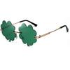 Modische irische Shamrock-Sonnenbrille, grünes vierblättriges Kleeblatt, Koboldkostümbrille, St.. Randlose Dekoration Sonnenbrille zum St. Patrick's Day