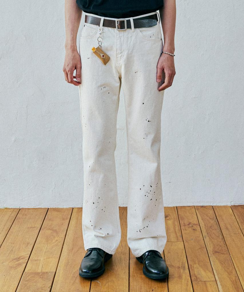 KND 97Lc Splatter Bootcut Denim Pants Ecru