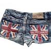 VIONA Y2K Flag Graphic Print Fashion British Style Mini Shorts Harajuku Pocket Denim Shorts Women Goth Slim Sexy Low Rise Short Pants