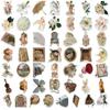 50pcs Vintage Animal Flower PVC Sticker Aesthetic Children's Stationery DIY Decoration Scrapbooking School Supplies