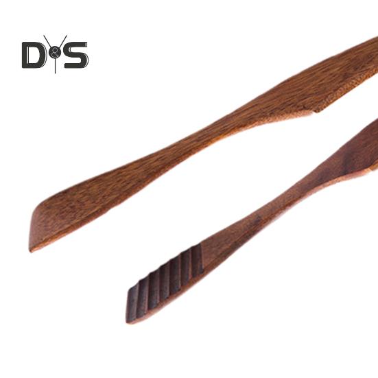 Wooden Bread Tongs Food Tongs for Buffet Non-Slip Cooking Clamps Heat-Resistant Salad Toast Cake Fruit Clip BBQ Home Utensil