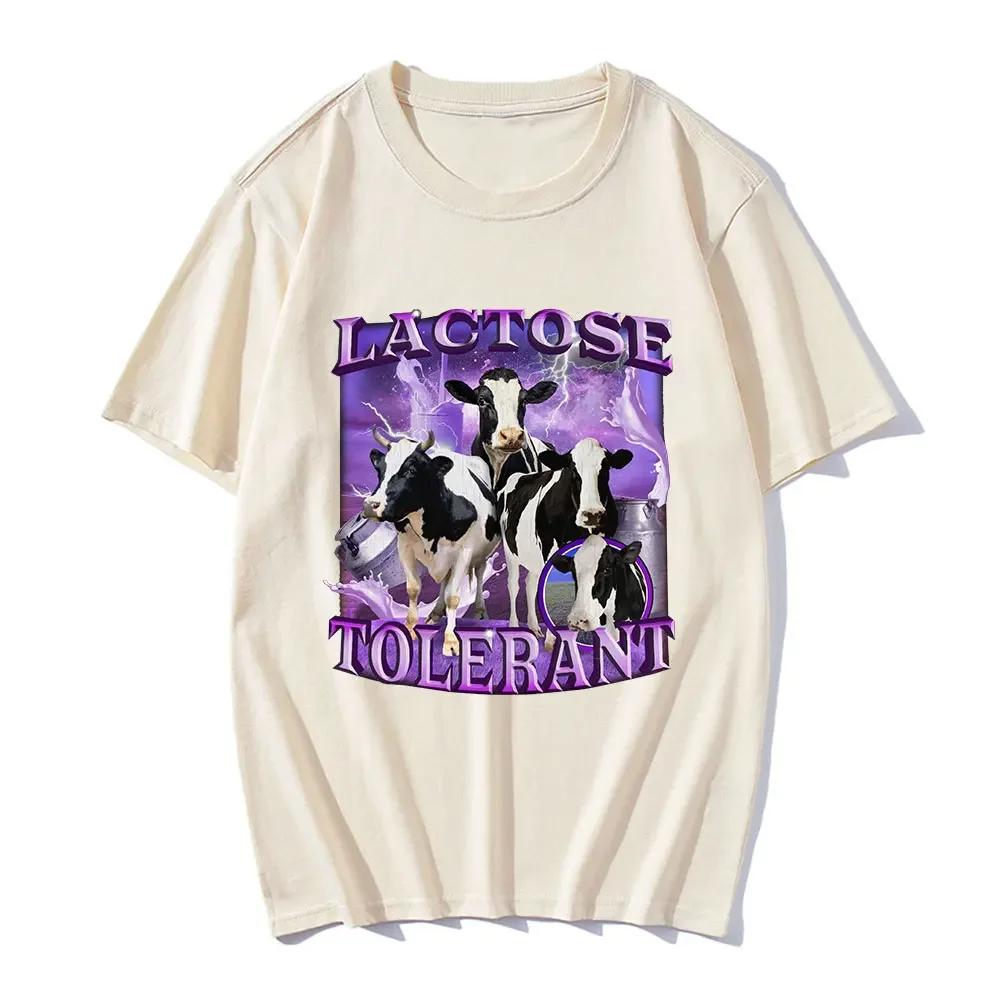 

Футболка с забавным лицом и толерантностью к лактозеженская винтажная стильная футболка с коротким рукавом повседневная удобная футболка 3XL
