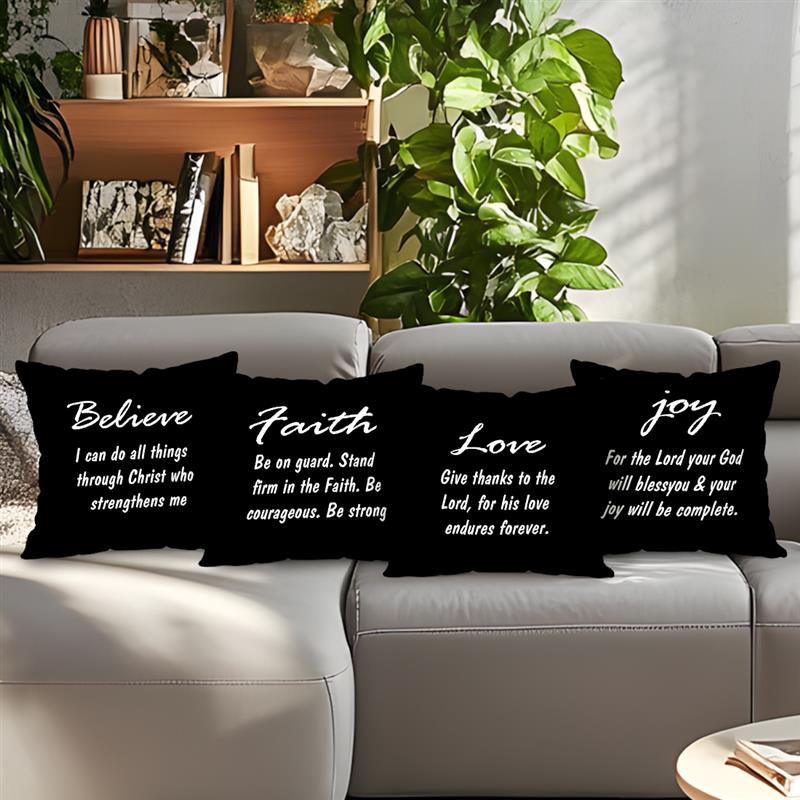 Home Decor Believe Faith Joy Love Inspirational Pillows Pattern Cushion Cover Suitable For Sofa Bedroom Car Pillow Cover