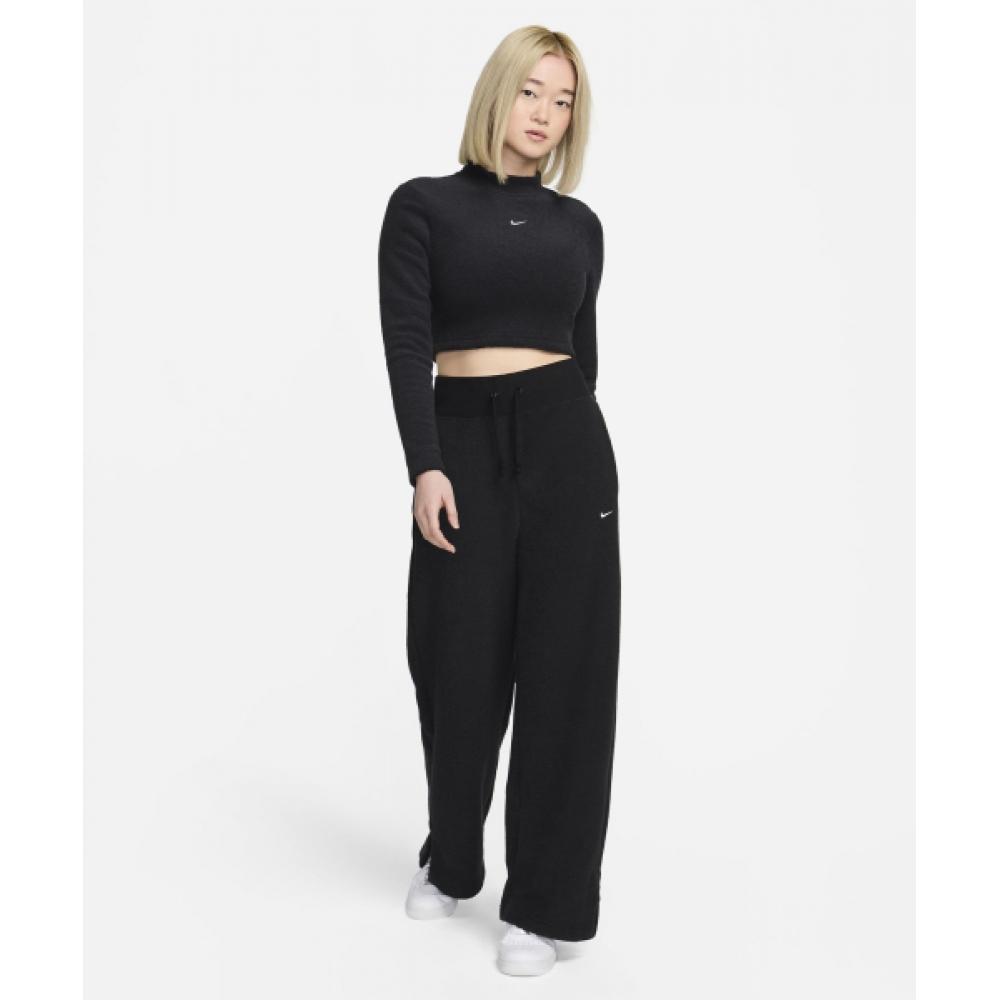 Nike SportsWear Phoenix Plush Slim Long Sleeve Cropped Cosy Fleece Top W   Black  Sale  Fn3620 010