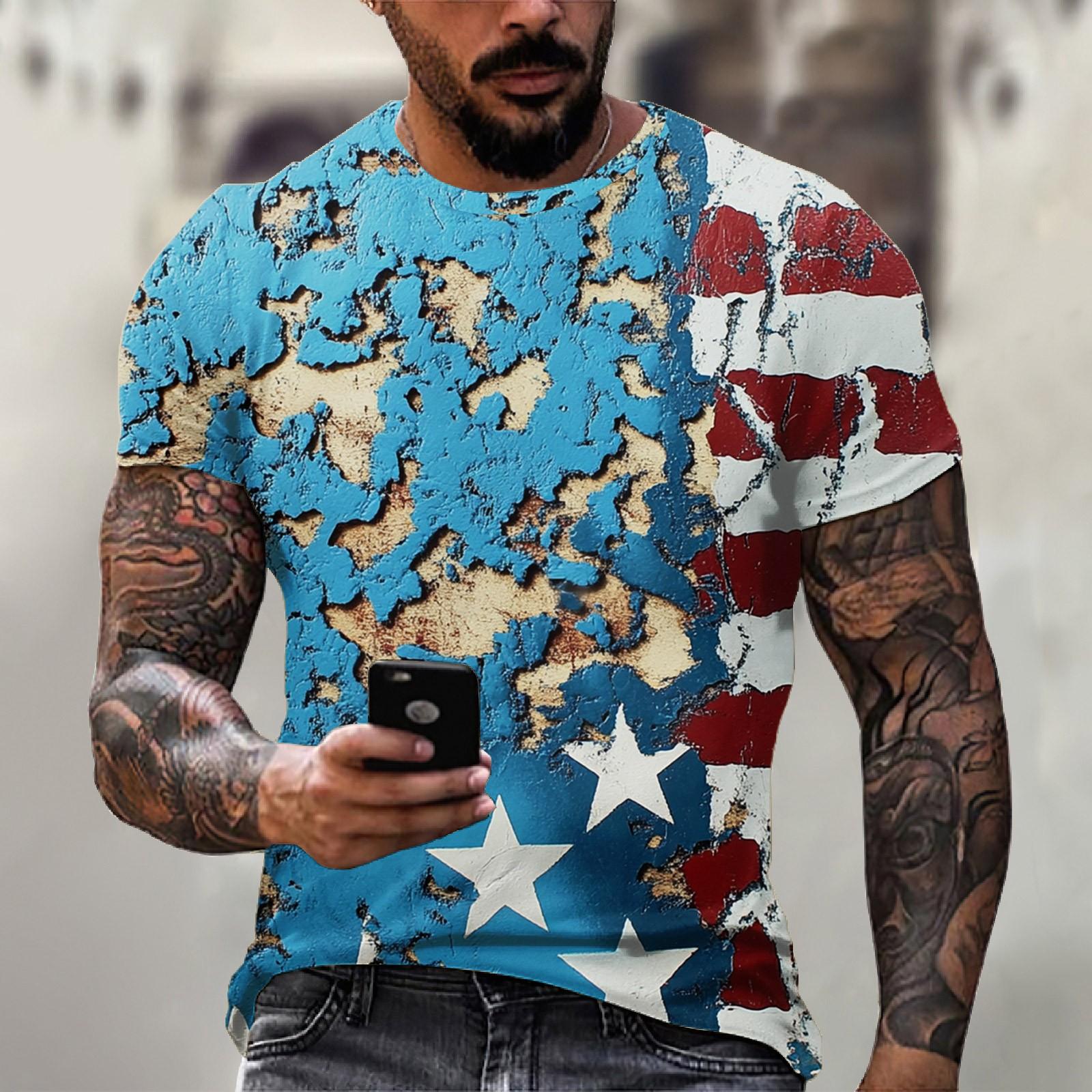 

Мужская футболка с круглым вырезом и короткими рукавами с принтом «День независимости» M белый