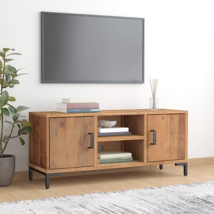 349917 vidaXL Meuble TV Marron 110x35x48 cm Bois de pin massif recyclé