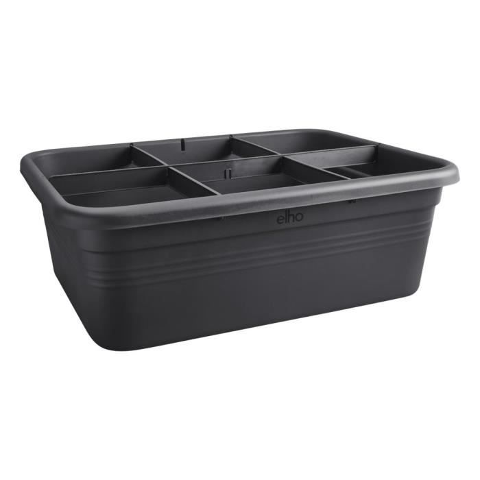 ELHO Bac à fleurs de culture Green Basics Large - L 76 x B 57 x H 27 cm - Culture et récolte - Extérieur - 100% recyclé - Noir