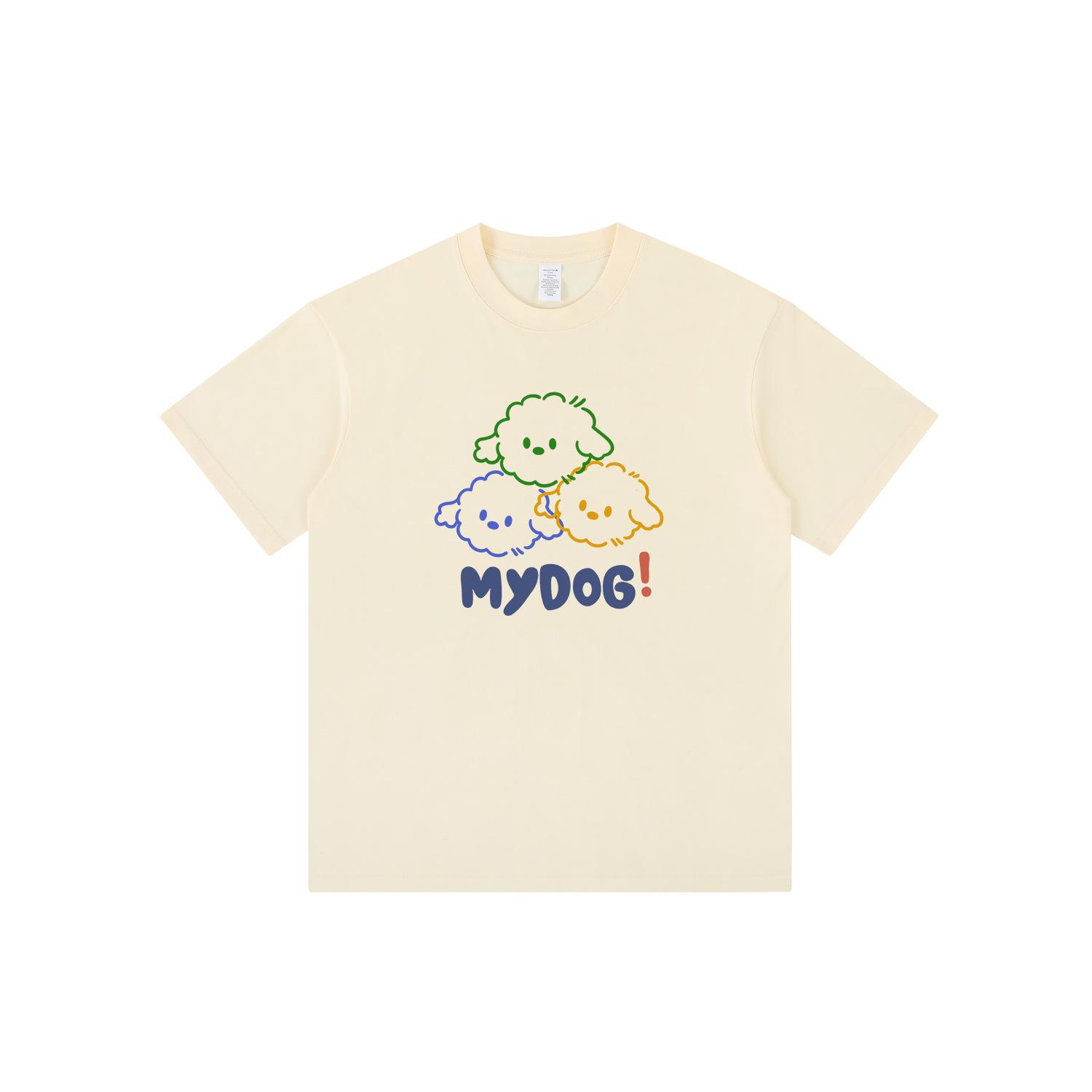 

Unisex Apricot Puppy Print Oversized Pure Cotton Short-Sleeve T-Shirt Medium