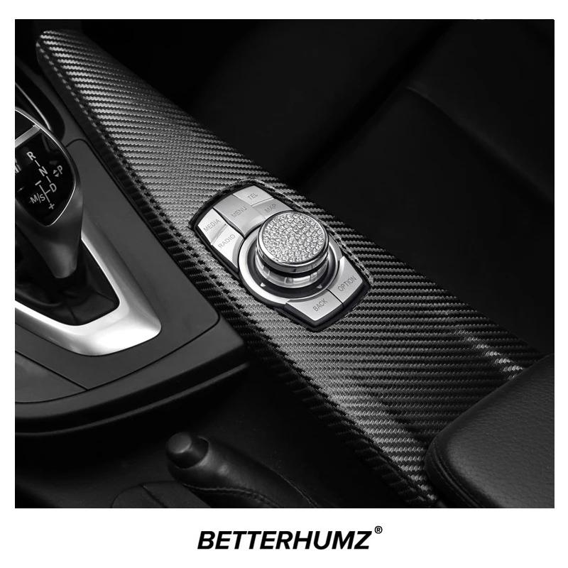 Carbon Fiber PVC Center Console Multimedia Knob Panel Trim Cover For BMW F30 F31 F32 F33 F34 F35 F36 Car Interior Accessories