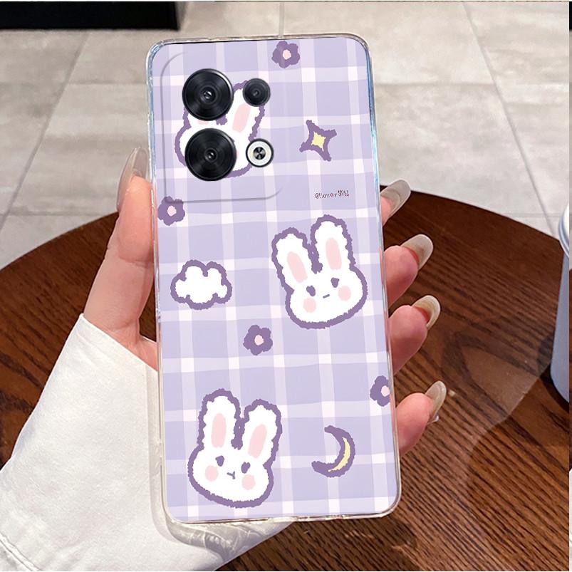 For Oppo Reno8 5G Case Oppo Reno 8 Pro Phone Case Luxury Cute Love Heart Rabbit Funny Clear Soft TPU Silicone Back Cover Bumper