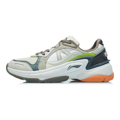Li Ning Dandai Stable Support Réfléchissant Chaussures de Course Basses Homme Chaussures de Course Gris Blanc AGCR357-4