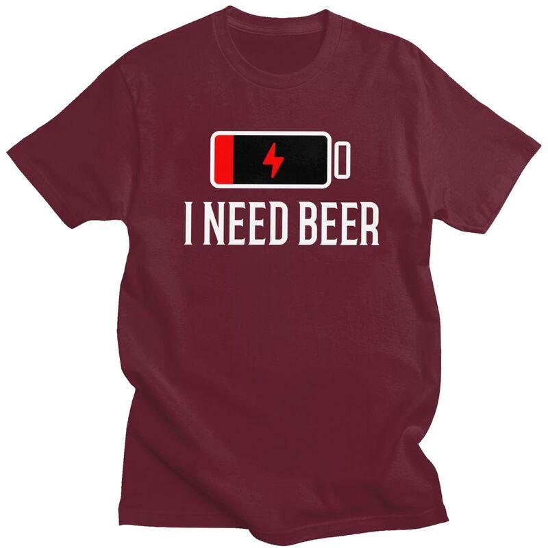Individuelle Ich Brauche Bier T-Shirts für Herren Kurzarm T-Shirt Modische T-Shirts Reines Baumwoll-T-Shirt Geschenkidee