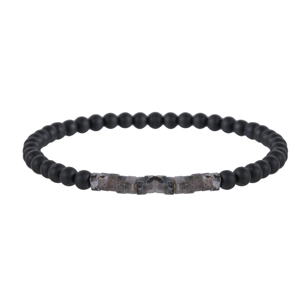 Trendy Turquoise Beaded Men's Bracelet with Black Onyx and Alloy