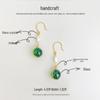 National Style Handmade Mother-of-Pearl Glass Water Drop Earrings - Forest-Inspired Sweet Temperament for Women