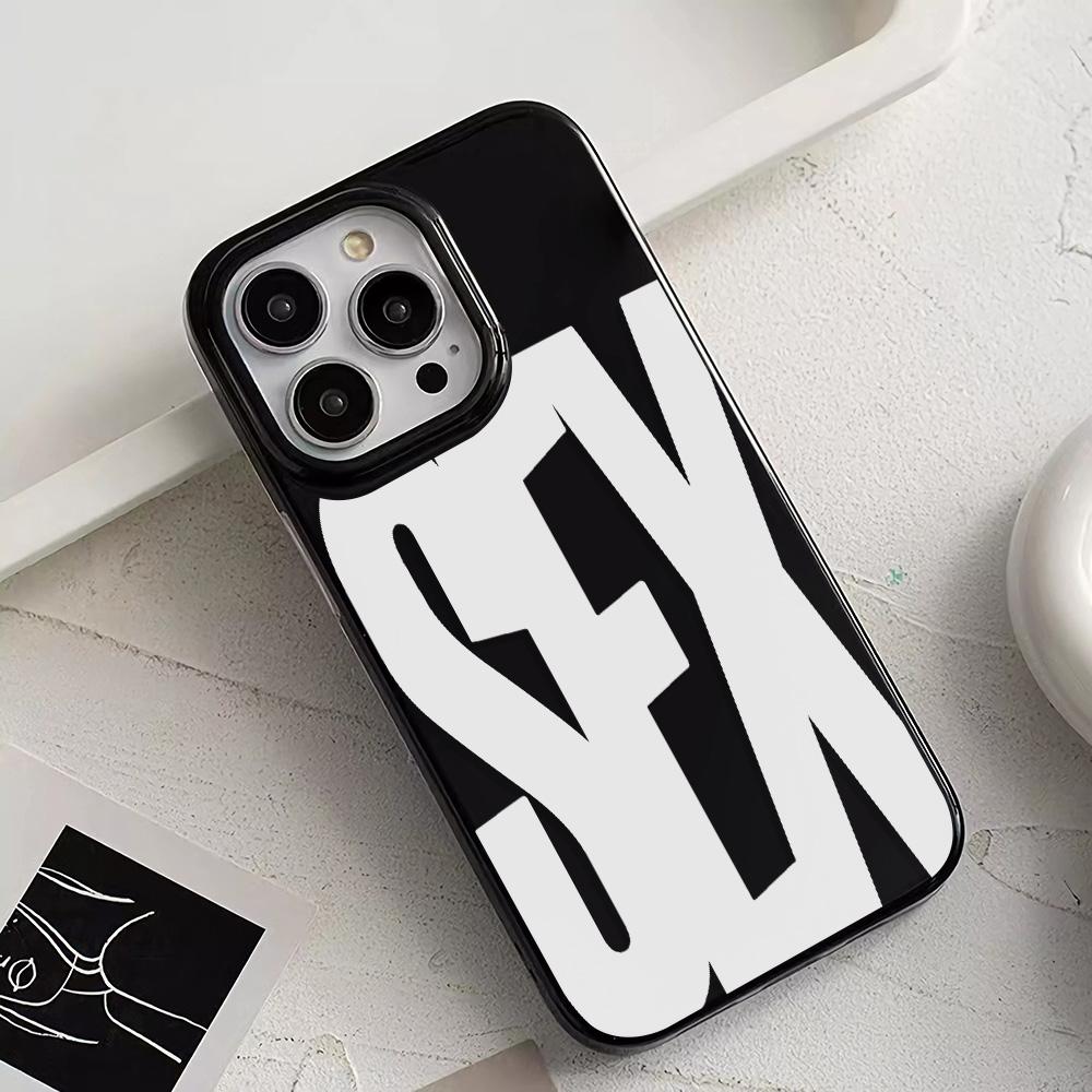 

Minimalist Black and White Letter Art Phone Case for iPhone 17 16 15 14 13 12 11 Series Pro Max Plus Double Layer Protection iphone 13 ProMax