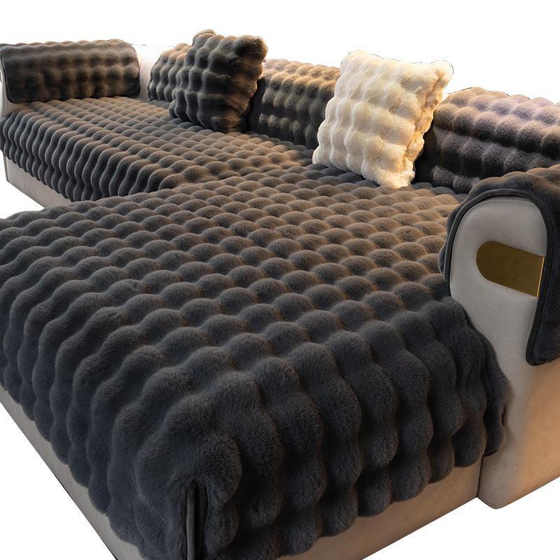 Rabbit Plush Non-Slip Sofa Cushion: Thick Velvet Autumn/Winter Cover