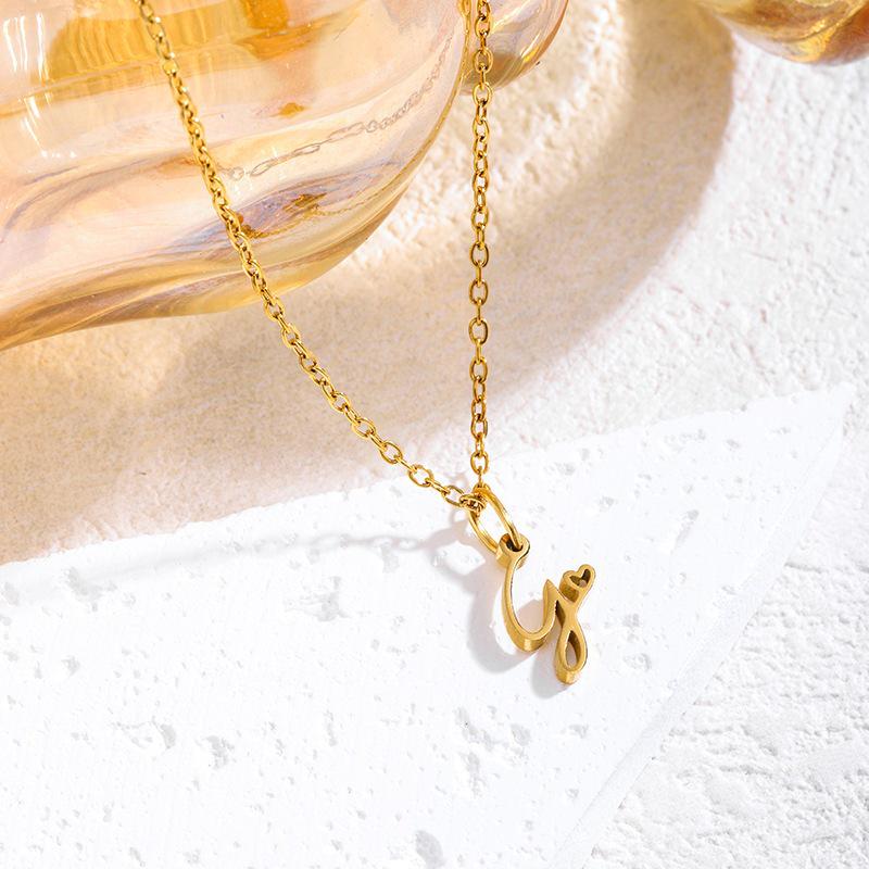 Elegant Titanium Steel Letter Necklace for Women - 2026 Clavicle Chain English Letter Pendant Jewelry