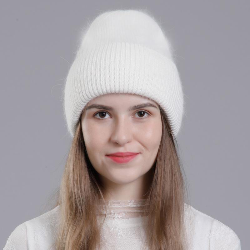 Korean Style Rabbit Fur Knit Hat for Women - Fashionable Autumn/Winter Headband with Earmuffs