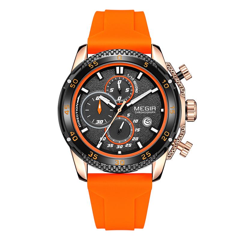 Multifunktions-Chronograph Drei-Augen-Silikonarmband Leuchtendes Kalender-Herrenuhr 2211