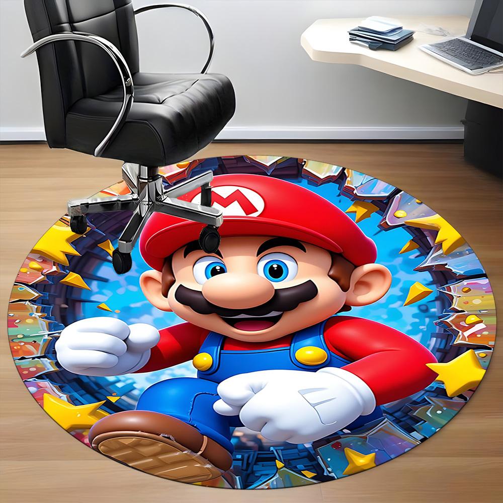 1 szt. Okrągły dywanik biurowy Mario Adventure, pod krzesła biurowe, do sypialni, salonu, wystrój domu a1022259