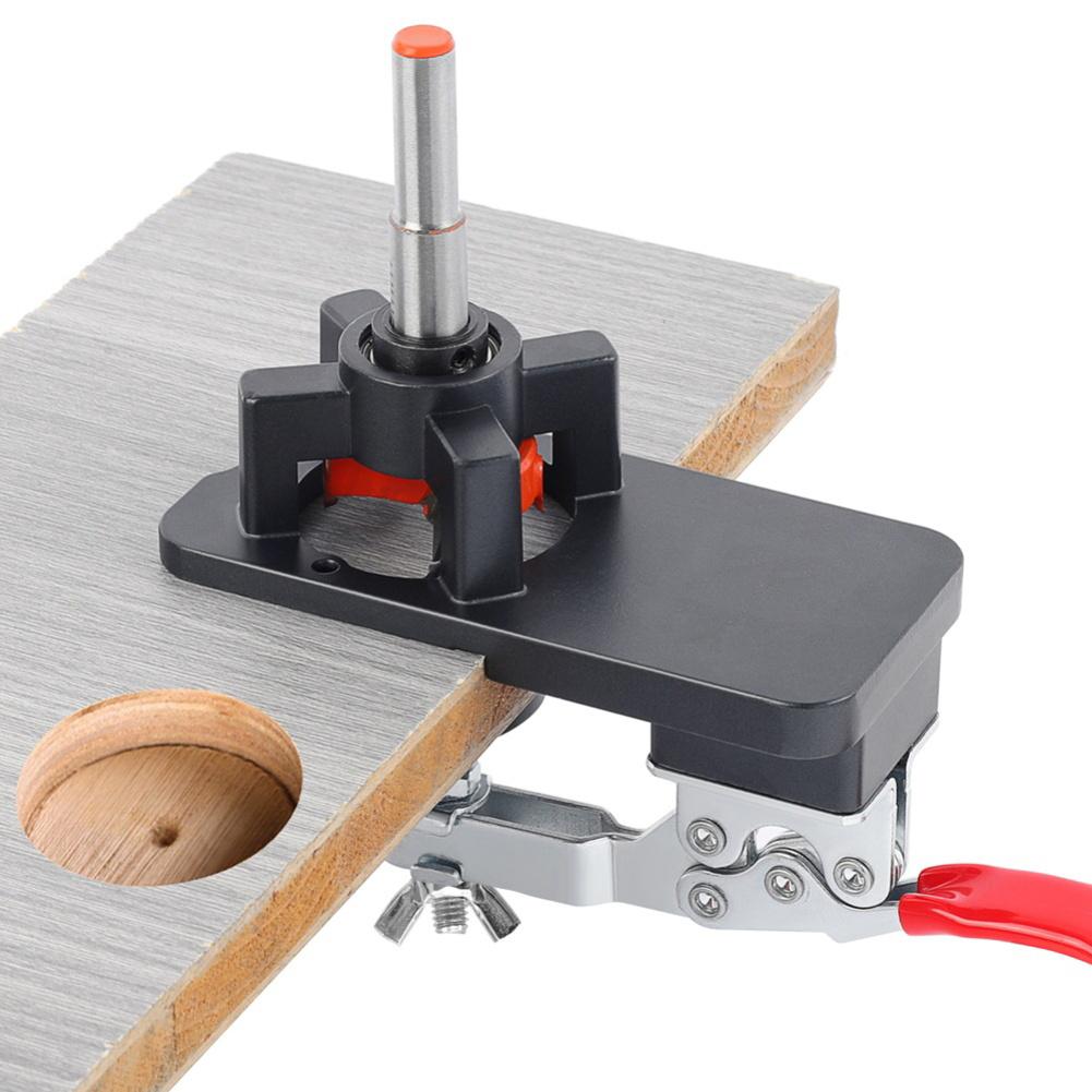 Cabinet Hinge Jig 35mm Concealed Hinge Drilling Set with Aluminum Alloy Hole Puncher Tool for Woodworking Door Applications