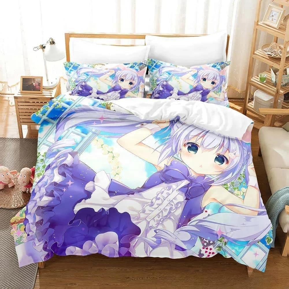 3D Print Anime Is the Order a Rabbit Bedding Set Single Twin Full Queen King Size Bed Set Adult Kid Bedroom Duvet Cover Sets