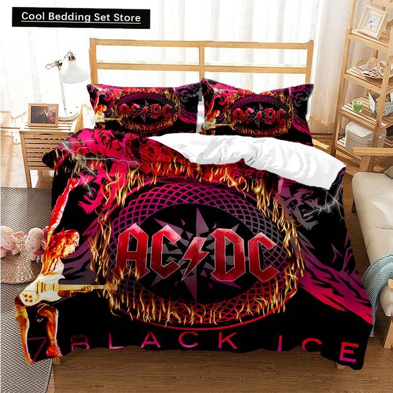 2024 Fashion AC_DC Rock Band Bedding Set Boys Girls Twin Queen Size Duvet Cover Pillowcase Bed Kids Adult Fashion Home Textiles