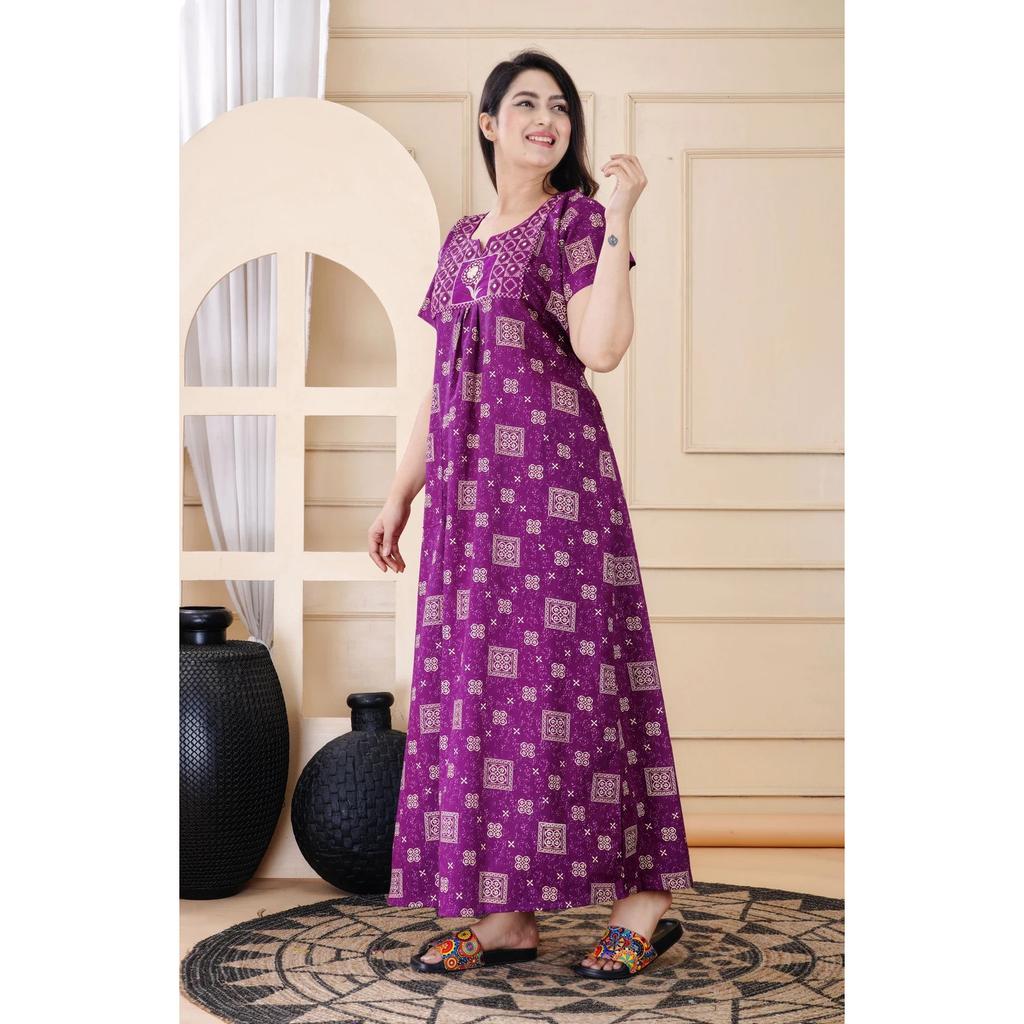 Indian Bollywood Women Cotton Gown Dress Beautiful Sleepwear Nightwear Nighty