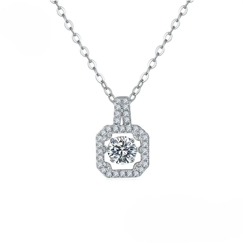 

Silver Plated K White Gold Moissanite Women s NecklaceGrade Square Princess Cut Romantic Atmosphere Fine Jewelry 45cm&925 Silver Necklace