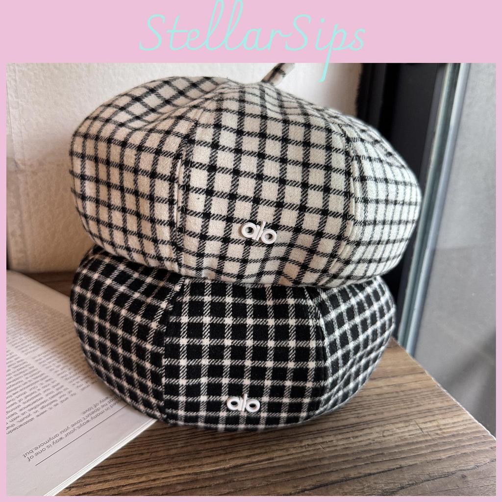 Color Grid Clashing Artistic Vintage Beret Hat Geometric Elements Spring Women