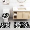 4pcs Stripe Pattern Waterproof Shower Curtain With 12 Hooks Non-Slip Bathroom Rug Toilet U-Shape Mat Toilet Lid Cover Pad