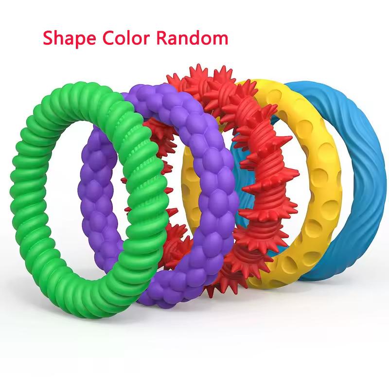 5/6/12Pcs Fidget Toys for Adults Textured Sensory Silicone Stone Bracelet Ring Autism Kids Calming Down Fidget Stress Relief Toy