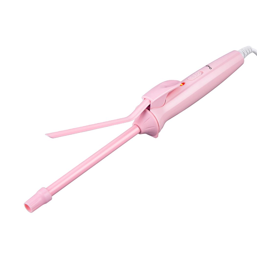 9mm Mini Hair Curling Iron Hair Curler Wand Professional Curly Tongs Ceramic Electric Salon Styling Tool Small Crimping Iron розовый
