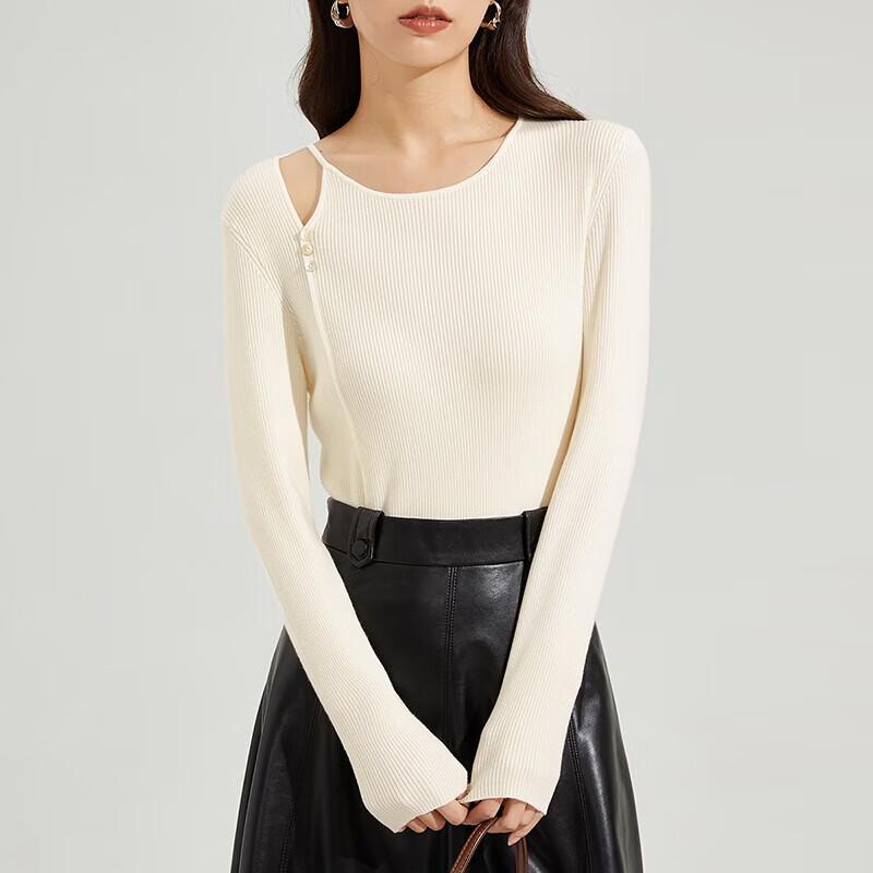 Elegant Women's Slim Fit Round Neck Long Sleeve Knit Pullover