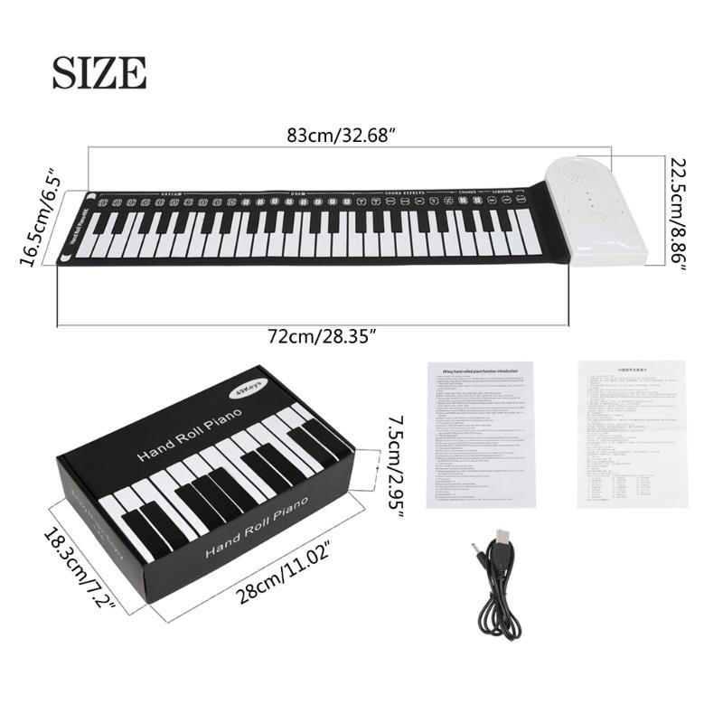 Multifunctional 49 Key Roll Up Piano Foldable Portable Electronic Piano Music Instrument for Beginner Kid Adult