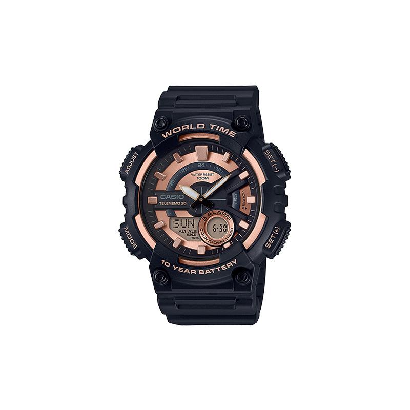 

Casio YOUTH series - disc dual display, ten years of power dual display, contrasting color, quartz movement, resin strap, Japanese and AEQ-110W-1A3 чёрный