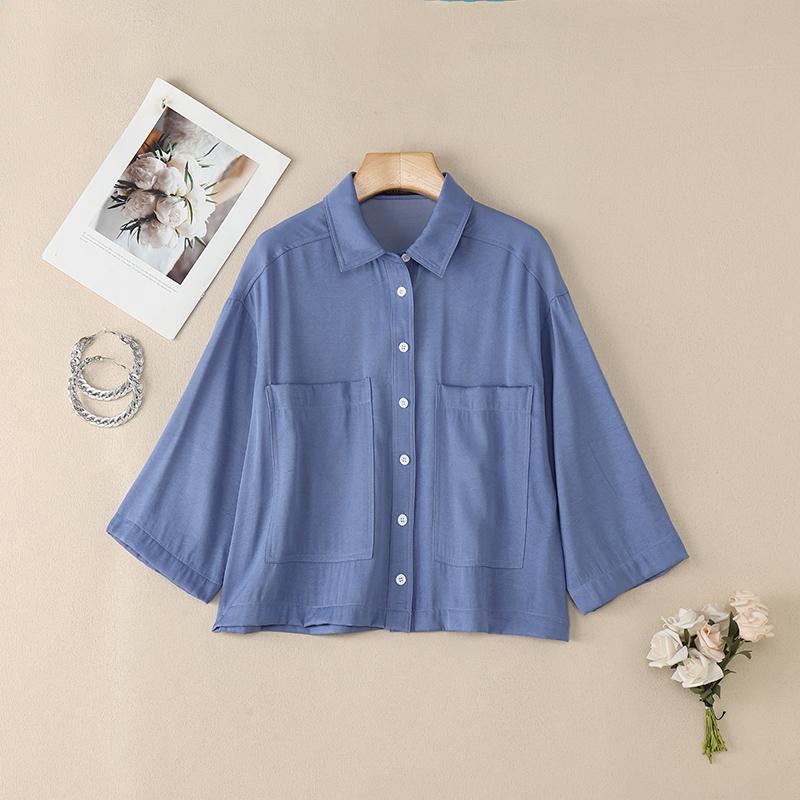 ZANZEA Women Casual Turn Down Collar 3/4 Sleeve Loose Blouse