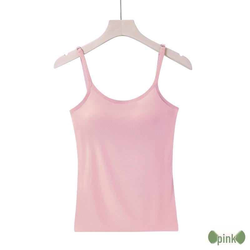 Women's One-Piece Camisole with Built-In Pads: Wire-Free, Adjustable Spaghetti Straps, Ideal Bandeau Base Layer