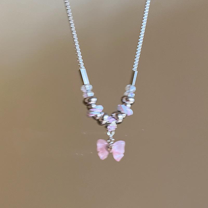 Candy Color Dopamine Necklace Female Versatile Niche Design Beaded Clavicle Chain Sweet Cool Babe Neck Chain Internet Celebrity Jewelry