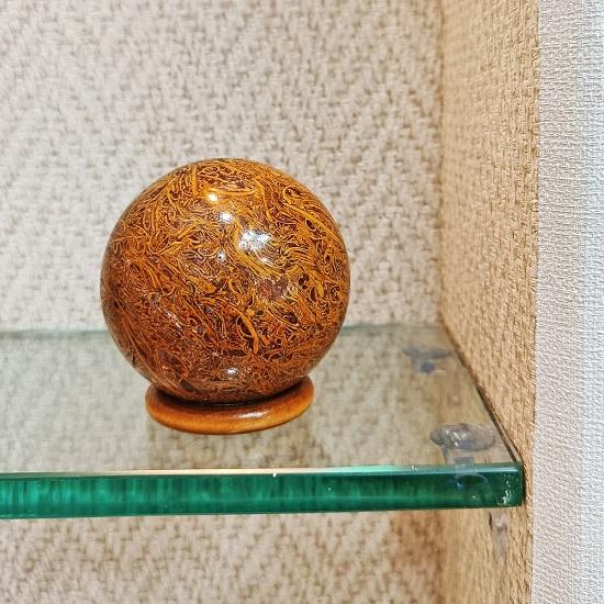 Polished Reiki Healing Stone Sphere, Natural Crystal Spheres Mariam Jasper with Stand,