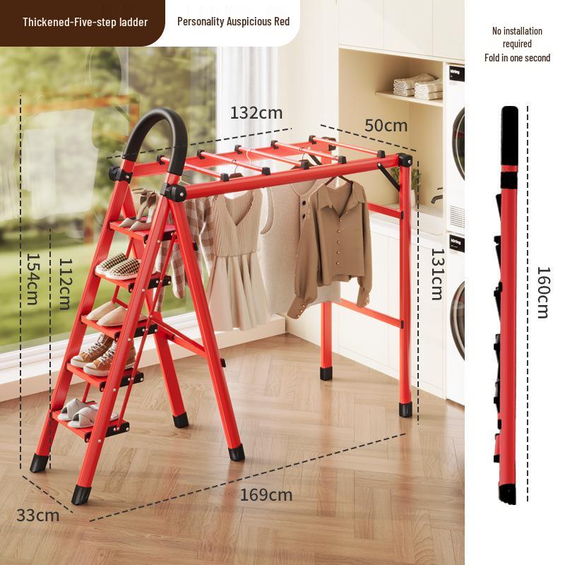 Carbon Steel Telescopic Folding A-Frame Ladder & Clothes Rack