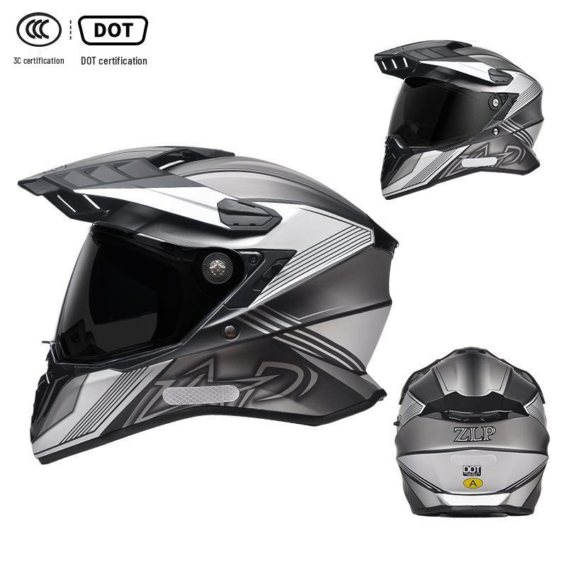 A-Class Unisex Motorcycle Helmet: Double Visor Full Face for Touring & Off-Road Use