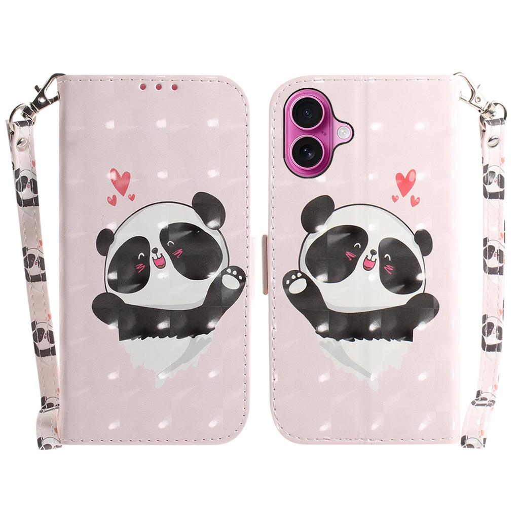 For iPhone 16 Plus Wallet Case 3D Pattern Print Leather Phone Cover