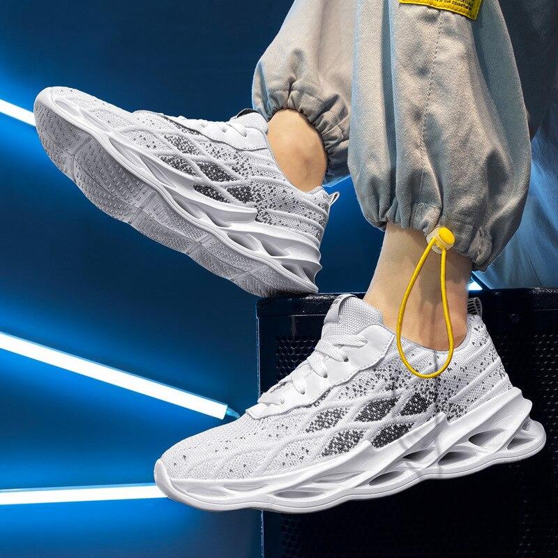 Adidași de vară pentru bărbați, pantofi cu lamă țesută zburătoare, plasă ușoară și respirabilă, pantofi casual de alergare, mărime mare, Zapatillas Hombre