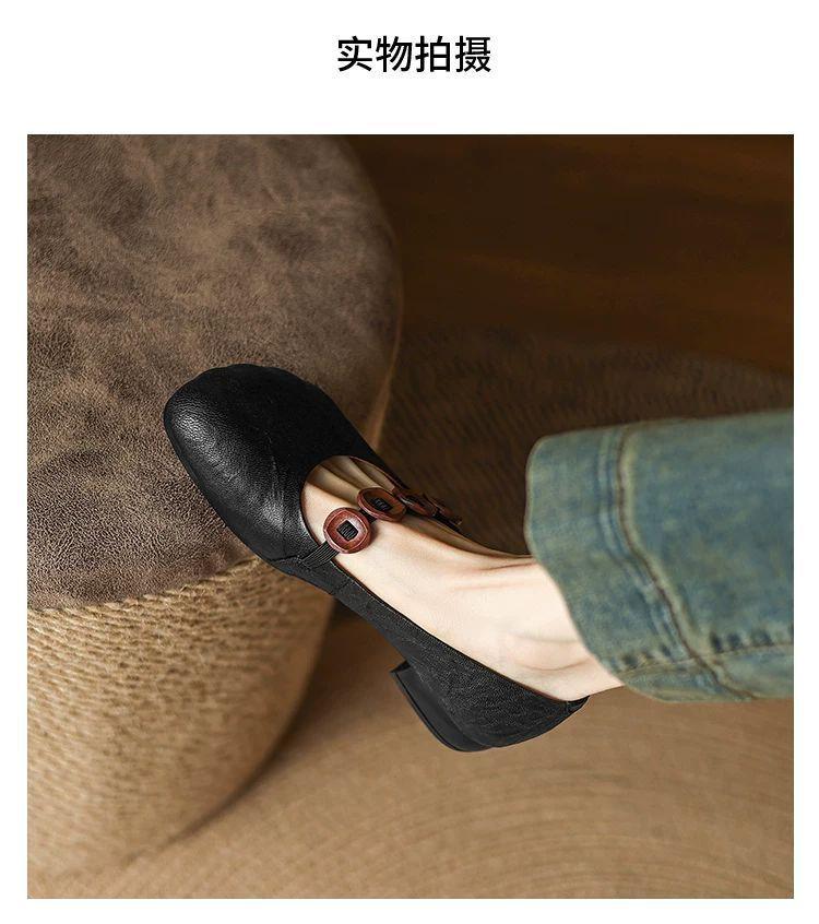 Soft leather version~ Flat bottom round head small leather shoes shallow mouth Mary Jane shoes women's new evening super soft small soft leather sing